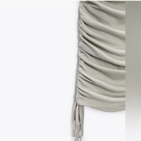 ZARA One Shoulder Asymmetrical Ruched Bodycon Stretch Fully Lined Dress - Picture 8 of 9